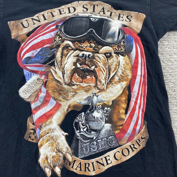 United States Marine Corps Shirt Women Small S Black Bulldog Graphic Print Tee - Picture 2 of 8